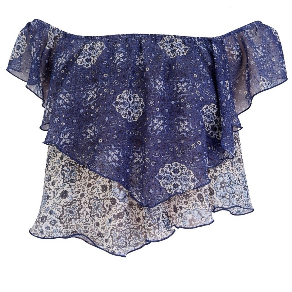 Y2K Charlotte Russe Tiered Sheer Layered Off the Shoulders Bandana Crop Top XS